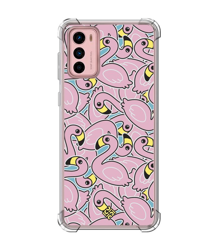 Funda Antigolpe [ Motorola Moto G42 ] Dibujo Cute [ Pegatinas Flamenco ] Esquina Reforzada Silicona 1.5mm