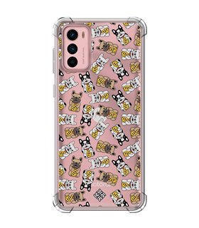 Funda Antigolpe [ Motorola Moto G42 ] Dibujo Cute [ Perro Bulldog de la Suerte ] Esquina Reforzada Silicona 1.5mm