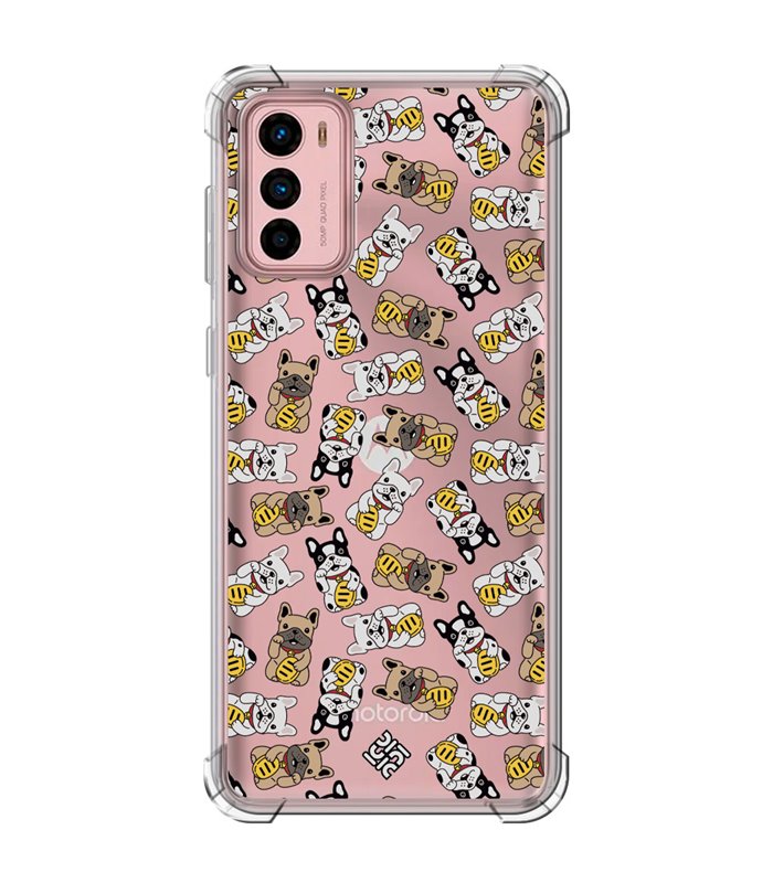 Funda Antigolpe [ Motorola Moto G42 ] Dibujo Cute [ Perro Bulldog de la Suerte ] Esquina Reforzada Silicona 1.5mm