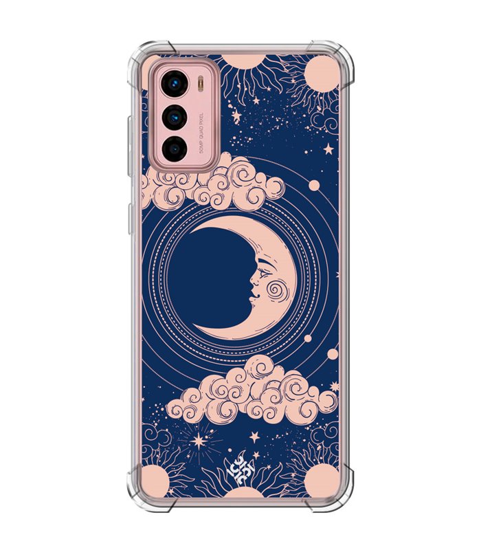 Funda Antigolpe [ Motorola Moto G42 ] Dibujo Esotérico [ Luna Creciente - Dibujo Místico Astrologico ] Esquina Reforzada 1.5