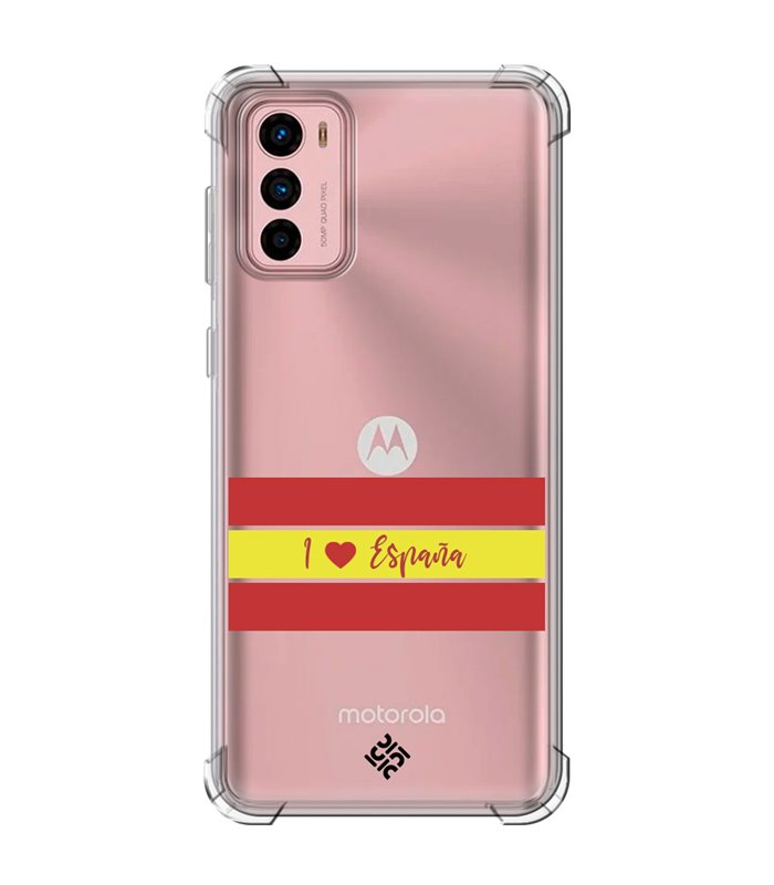 Funda Antigolpe [ Motorola Moto G42 ] Dibujo Auténtico [ I Love España ] Esquina Reforzada Silicona 1.5mm Transparente