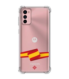 Funda Antigolpe [ Motorola Moto G42 ] Dibujo Auténtico [ Bandera España ] Esquina Reforzada Silicona 1.5mm Transparente