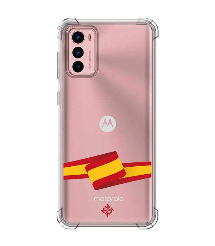 Funda Antigolpe [ Motorola Moto G42 ] Dibujo Auténtico [ Bandera España ] Esquina Reforzada Silicona 1.5mm Transparente