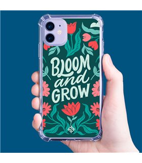 Funda Antigolpe [ Motorola Moto G42 ] Dibujo Frases Guays [ Flores Bloom and Grow ] Esquina Reforzada Silicona 1.5mm