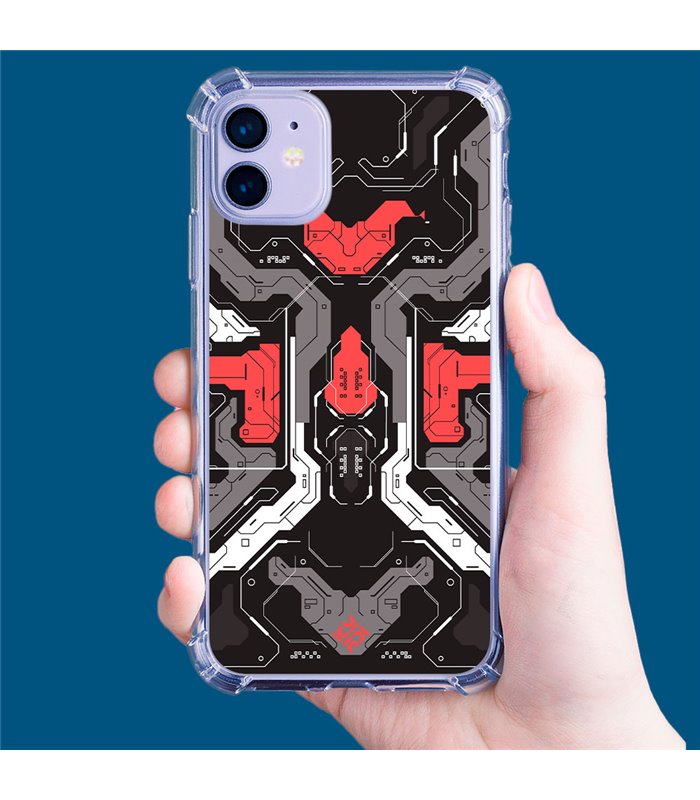 Funda Antigolpe [ Motorola Moto G42 ] Dibujo Gamers [ Cyberpunk Rojo y Grises ] Esquina Reforzada Silicona 1.5mm