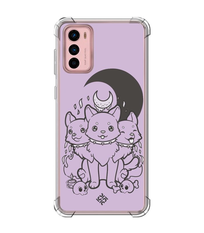 Funda Antigolpe [ Motorola Moto G42 ] Dibujo Gotico [ Cute Cancerbero ] Esquina Reforzada Silicona 1.5mm Transparente