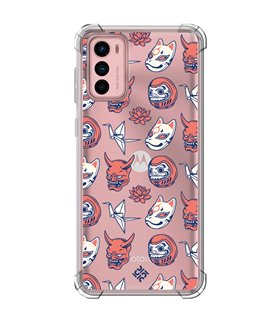 Funda Antigolpe [ Motorola Moto G42 ] Dibujo Japones [ Daruma, Máscara Kitsune y Hannya Japon ] Esquina Reforzada 1.5mm