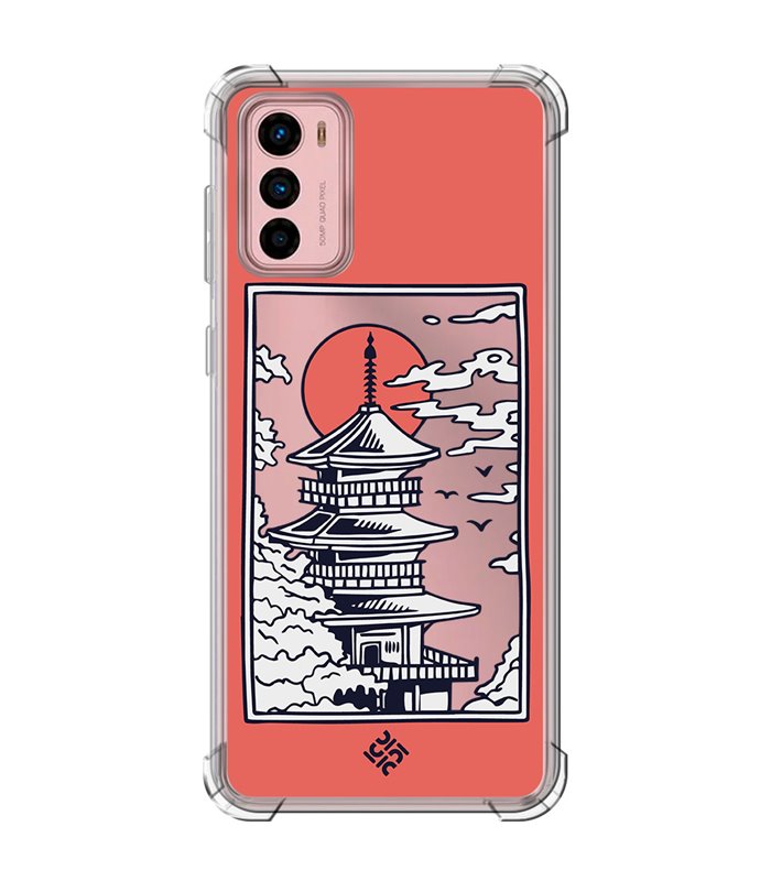 Funda Antigolpe [ Motorola Moto G42 ] Dibujo Japones [ Pagoda con Fondo Transparente Japonesa ] Esquina Reforzada 1.5mm