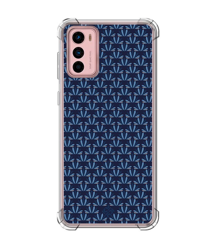 Funda Antigolpe [ Motorola Moto G42 ] Dibujo Japones [ Patron Abstracto Loto Azul ] Esquina Reforzada Silicona 1.5mm