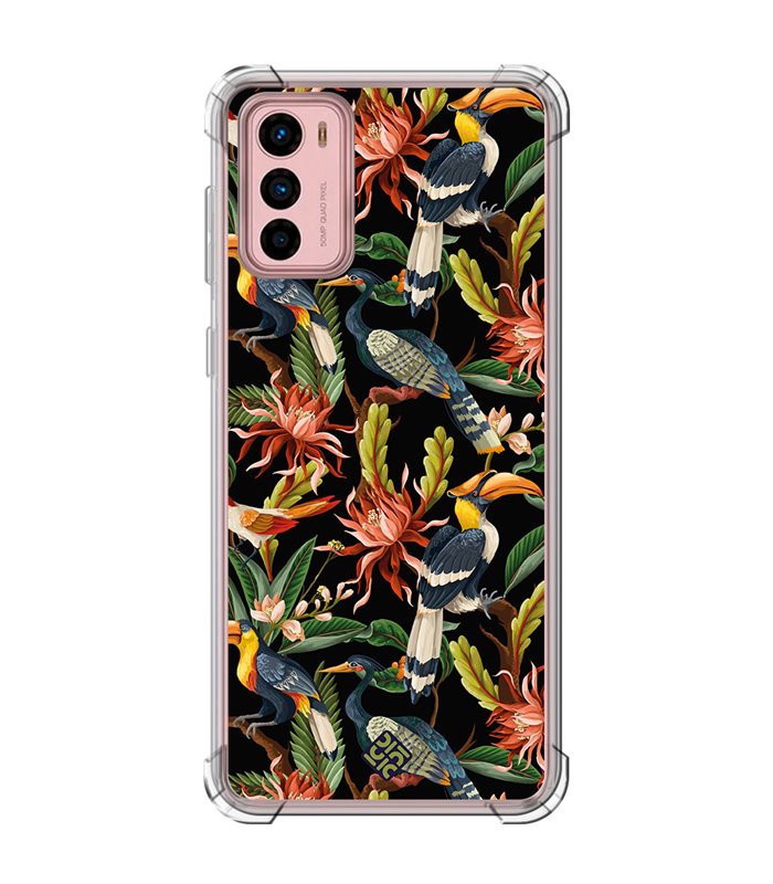 Funda Antigolpe [ Motorola Moto G42 ] Dibujo Mascotas [ Estampado Aves y Hojas y Flores Tropicales ] Esquina Reforzada 1.5