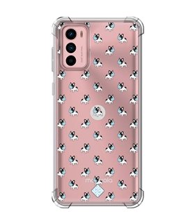 Funda Antigolpe [ Motorola Moto G42 ] Dibujo Mascotas [ Bulldog Frances con Mascarilla ] Esquina Reforzada Silicona 1.5mm 