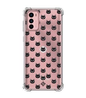 Funda Antigolpe [ Motorola Moto G42 ] Dibujo Mascotas [ Gato Negro ] Esquina Reforzada Silicona 1.5mm Transparente