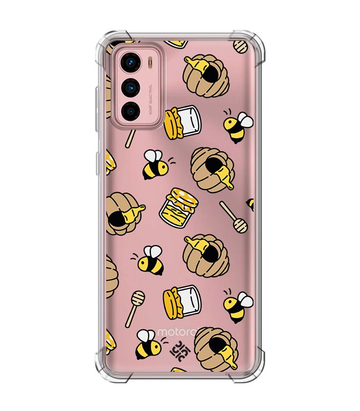 Funda Antigolpe [ Motorola Moto G42 ] Dibujo Mascotas [ Miel y Abejas ] Esquina Reforzada Silicona 1.5mm Transparente