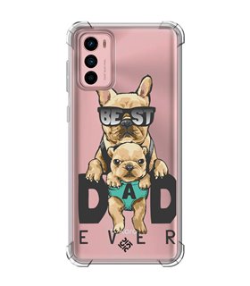 Funda Antigolpe [ Motorola Moto G42 ] Dibujo Mascotas [ Perro Bulldog - Best Dad Ever ] Esquina Reforzada Silicona