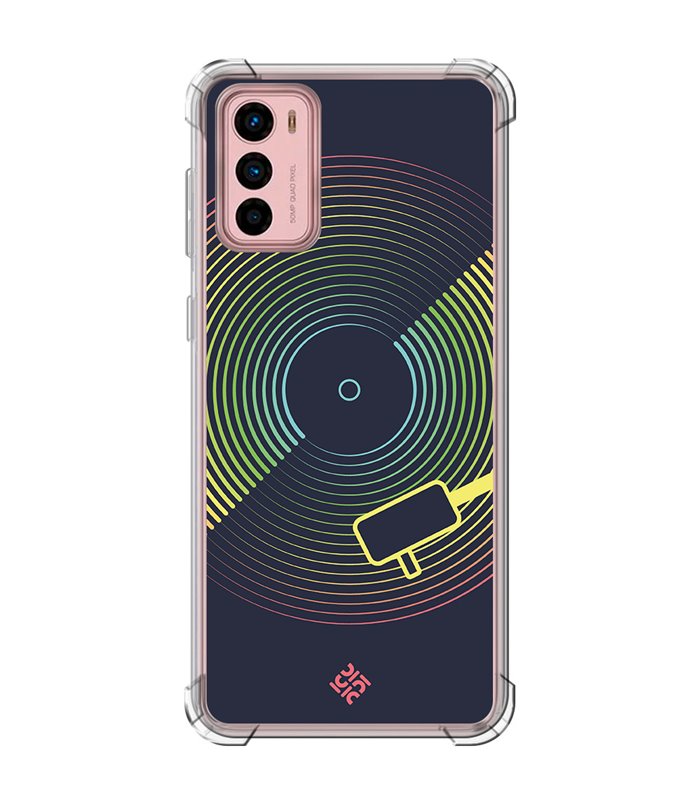 Funda Antigolpe [ Motorola Moto G42 ] Diseño Música [ Dibujo Disco de Vinilo ] Esquina Reforzada Silicona 1.5mm Transparente