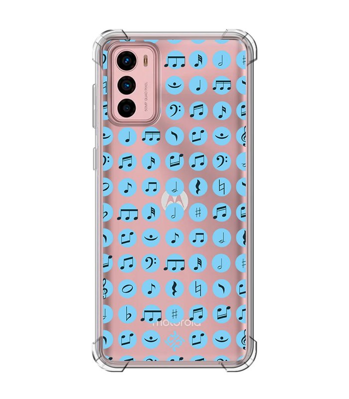 Funda Antigolpe [ Motorola Moto G42 ] Diseño Música [ Notas Musicales ] Esquina Reforzada Silicona 1.5mm Transparente