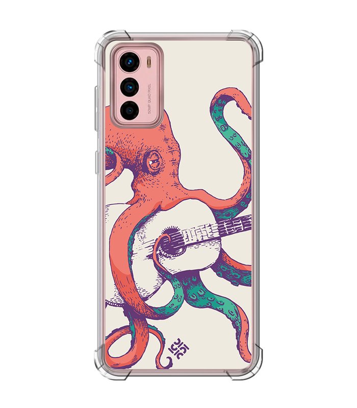 Funda Antigolpe [ Motorola Moto G42 ] Diseño Música [ Pulpo Tocando la Guitarra ] Esquina Reforzada Silicona 1.5mm