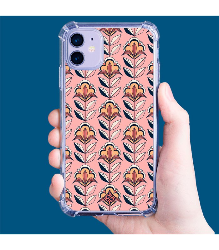 Funda Antigolpe [ Motorola Moto G42 ] Dibujos Retro [ Planta con Fondo Rosa - Retro ] Esquina Reforzada Silicona 1.5