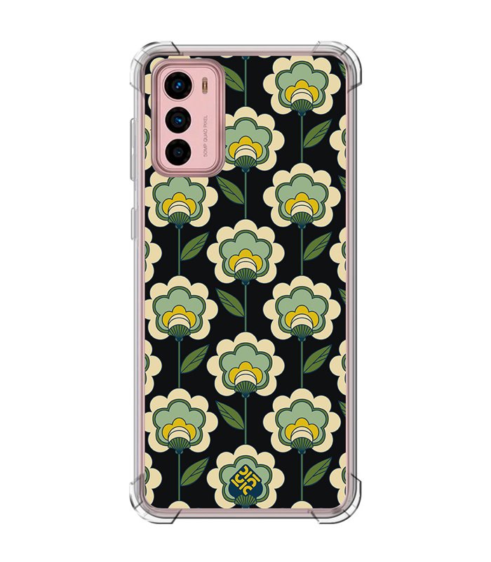 Funda Antigolpe [ Motorola Moto G42 ] Dibujos Retro [ Planta Verde - Retro ] Esquina Reforzada Silicona 1.5mm Transparente