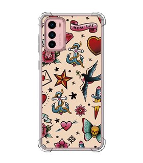 Funda Antigolpe [ Motorola Moto G42 ] Dibujo Tendencias [ Tatuajes Clásicos ] Esquina Reforzada Silicona 1.5mm Transparente