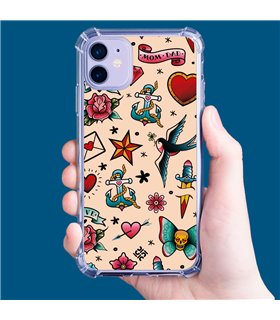 Funda Antigolpe [ Motorola Moto G42 ] Dibujo Tendencias [ Tatuajes Clásicos ] Esquina Reforzada Silicona 1.5mm Transparente