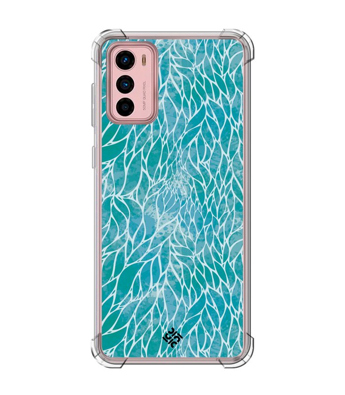 Funda Antigolpe [ Motorola Moto G42 ] Dibujo Auténtico [ Patron Abstracto Azul ] Esquina Reforzada Silicona 1.5mm