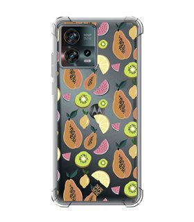 Funda Antigolpe [ Motorola Edge 30 Fusion ] Dibujo Auténtico [ Frutas- Papaya, Sandía, Kiwis y Limones ] Reforzada 