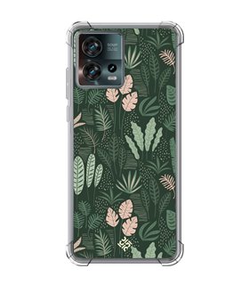 Funda Antigolpe [ Motorola Edge 30 Fusion ] Dibujo Botánico [ Patron Flora Vegetal Verde y Rosa ] Reforzada 1.5