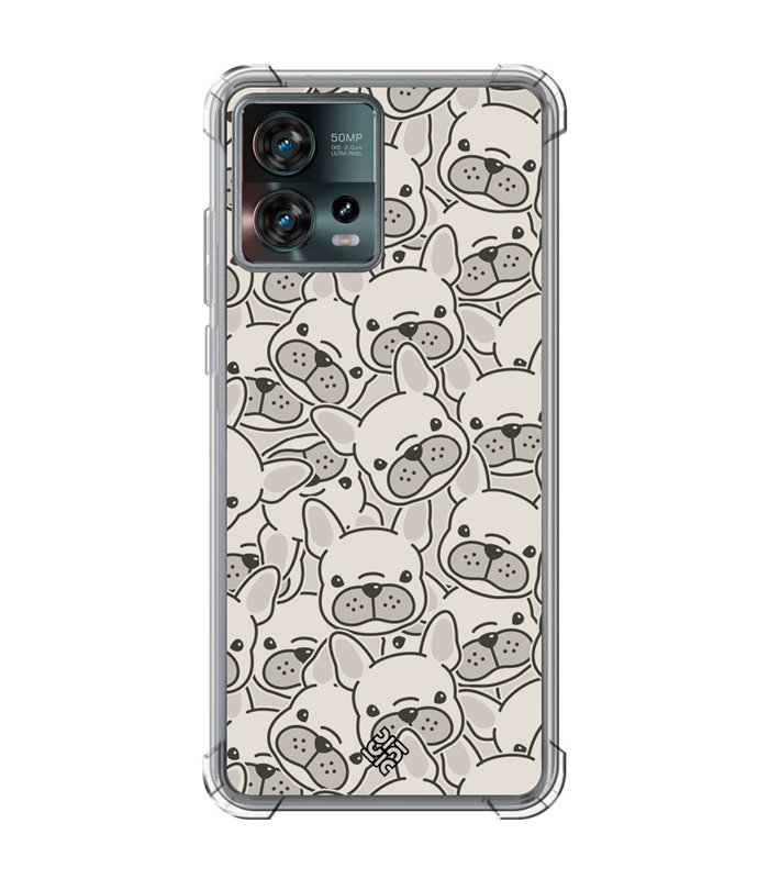 Funda Antigolpe [ Motorola Edge 30 Fusion ] Dibujo Cute [ Pegatinas Perrito Bulldog Frances ] Esquina Reforzada