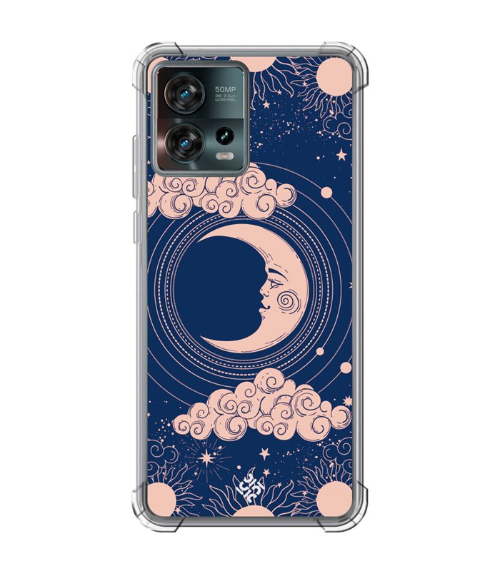 Funda Antigolpe [ Motorola Edge 30 Fusion ] Dibujo Esotérico [ Luna Creciente - Dibujo Místico Astrologico ] Reforzada 