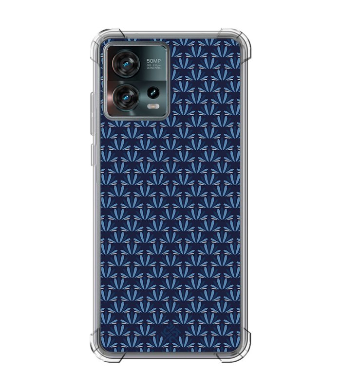 Funda Antigolpe [ Motorola Edge 30 Fusion ] Dibujo Japones [ Patron Abstracto Loto Azul ] Esquina Reforzada 1.5mm