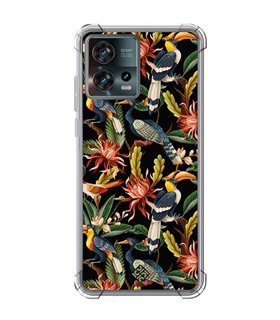 Funda Antigolpe [ Motorola Edge 30 Fusion ] Dibujo Mascotas [ Estampado Aves y Hojas y Flores Tropicales ] Esquina 1.5