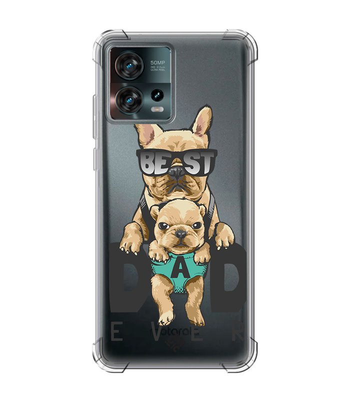 Funda Antigolpe [ Motorola Edge 30 Fusion ] Dibujo Mascotas [ Perro Bulldog - Best Dad Ever ] Esquina Reforzada 