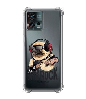 Funda Antigolpe [ Motorola Edge 30 Fusion ] Diseño Música [ Pug Perro con Auriculares ] Esquina Reforzada 1.5mm