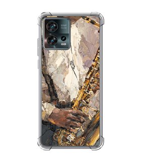 Funda Antigolpe [ Motorola Edge 30 Fusion ] Diseño Música [ Pintura - Tocando el Saxofón ] Esquina Reforzada Silicona