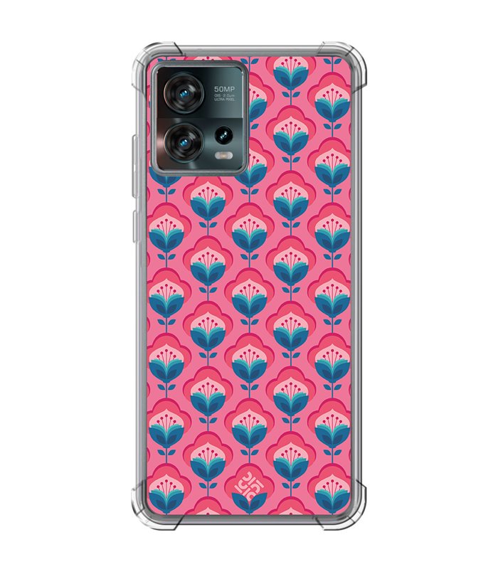 Funda Antigolpe [ Motorola Edge 30 Fusion ] Dibujos Retro [ Algodones Rosa - Caleidoscopio ] Esquina Reforzada Silicona