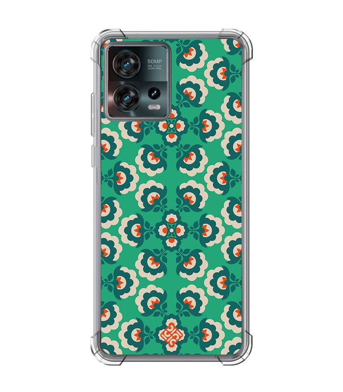 Funda Antigolpe [ Motorola Edge 30 Fusion ] Dibujos Retro [ Algodones Verdes - Caleidoscopio ] Esquina Reforzada