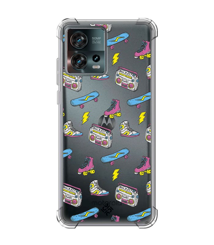 Funda Antigolpe [ Motorola Edge 30 Fusion ] Dibujo Tendencias [ Skate Patines Años 90 ] Esquina Reforzada Silicona 