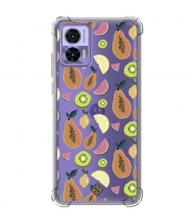 Funda Antigolpe [ Motorola Edge 30 Neo ] Dibujo Auténtico [ Frutas- Papaya, Sandía, Kiwis y Limones ] Reforzada 