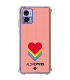 Funda Antigolpe [ Motorola Edge 30 Neo ] Dibujo Auténtico [ Corazones - Love Wins ] Esquina Reforzada Silicona 1.5