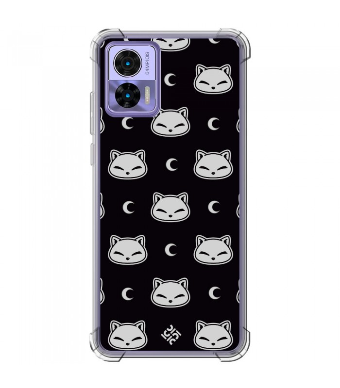 Funda Antigolpe [ Motorola Edge 30 Neo ] Dibujo Cute [ Gato Negro Lunar ] Esquina Reforzada Silicona 1.5mm