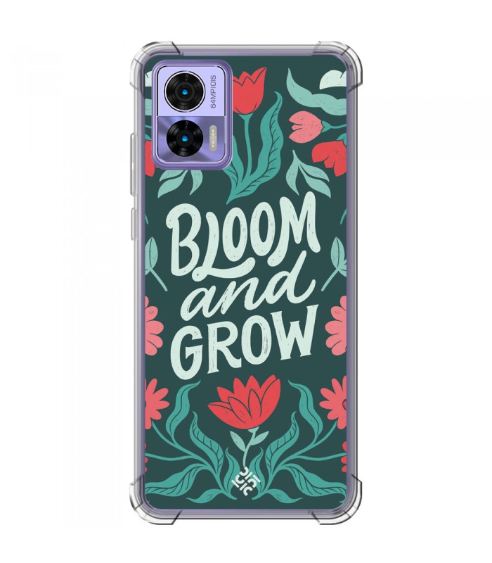 Funda Antigolpe [ Motorola Edge 30 Neo ] Dibujo Frases Guays [ Flores Bloom and Grow ] Esquina Reforzada 1.5mm