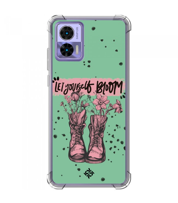 Funda Antigolpe [ Motorola Edge 30 Neo ] Dibujo Frases Guays [ Botas Let Yourself Bloom ] Esquina Reforzada Silicona