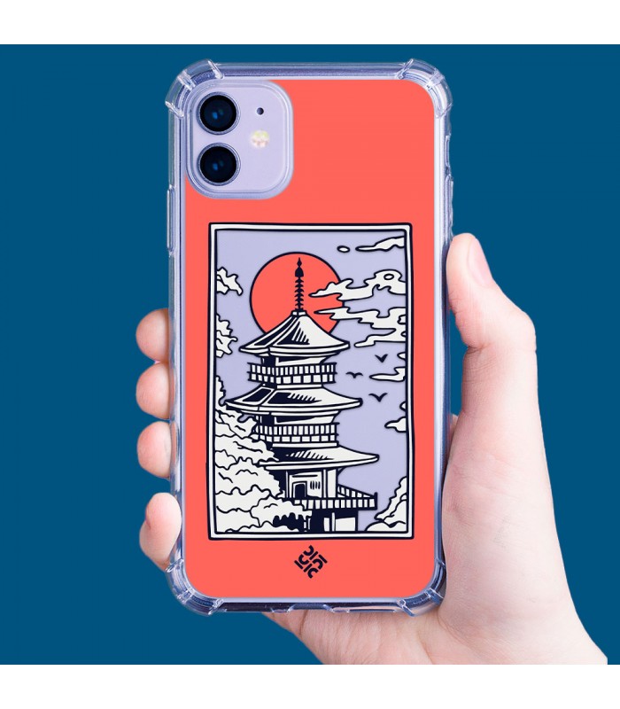 Funda Antigolpe [ Motorola Edge 30 Neo ] Dibujo Japones [ Pagoda con Fondo Transparente Japonesa ] Reforzada 1.5