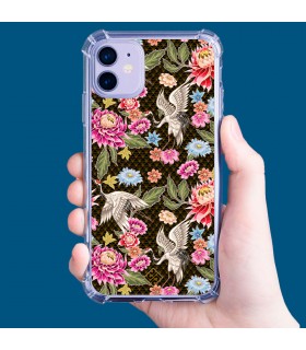 Funda Antigolpe [ Motorola Edge 30 Neo ] Dibujo Japones [ Estampado de Flores y Grúas Blancas ] Reforzada 1.5