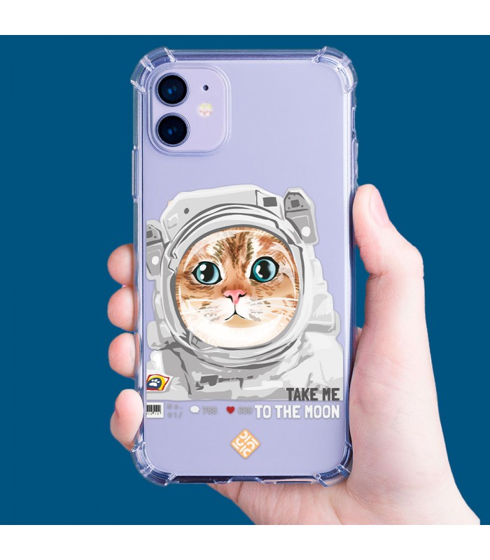 Funda Antigolpe [ Motorola Edge 30 Neo ] Dibujo Mascotas [ Gato Astronauta - Take Me To The Moon ] Reforzada 1.5