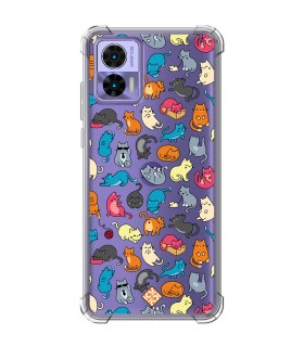 Funda Antigolpe [ Motorola Edge 30 Neo ] Dibujo Mascotas [ Gatos de Varios Colores ] Esquina Reforzada 1.5