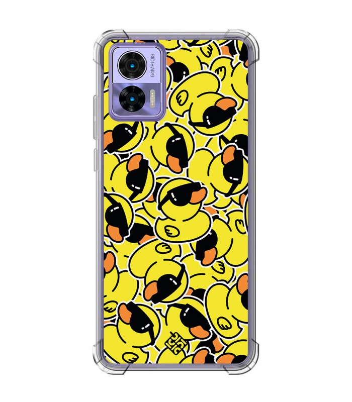 Funda Antigolpe [ Motorola Edge 30 Neo ] Dibujo Mascotas [ Pegatinas Patito Cool ] Esquina Reforzada Silicona 1.5mm