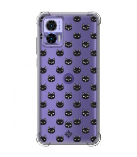 Funda Antigolpe [ Motorola Edge 30 Neo ] Dibujo Mascotas [ Gato Negro ] Esquina Reforzada Silicona 1.5mm