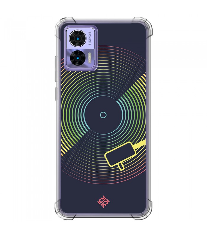 Funda Antigolpe [ Motorola Edge 30 Neo ] Diseño Música [ Dibujo Disco de Vinilo ] Esquina Reforzada Silicona 1.5mm